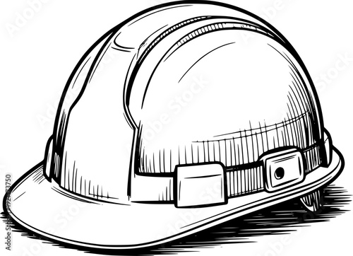 Hand Drawn of a Black and White Hard Hat a White Background hardhat helmet