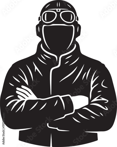 A man wearing a protective mask and goggles