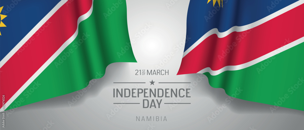 Obraz premium Namibia happy independence day greeting card, banner with template text vector illustration