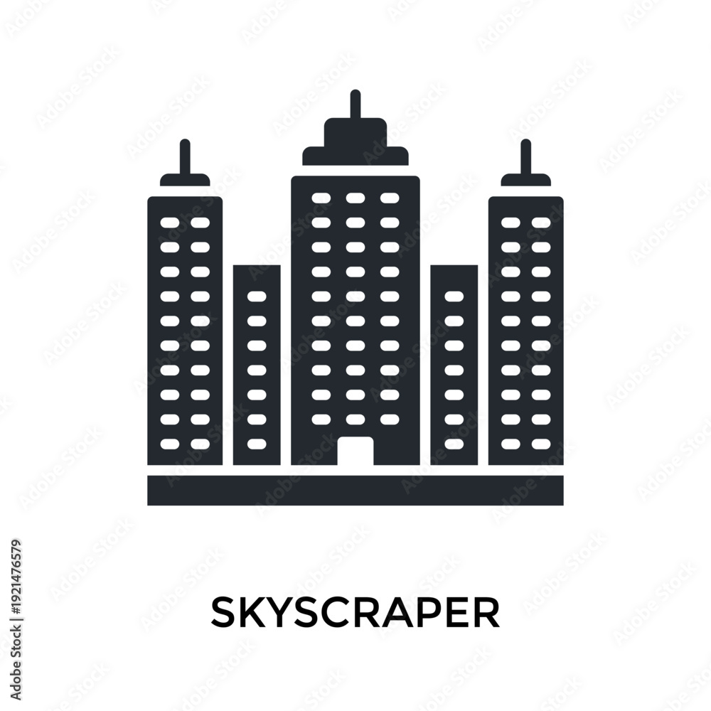 Fototapeta premium Skyscraper Icon Glyph Style. Vector Illustration For Graphic Design