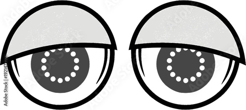 Cartoon eyes with loading bar pupils vector. Creative icon for system buffering, slow internet connection, data processing, and tech frustration. Isolated facial expression for UI/UX design