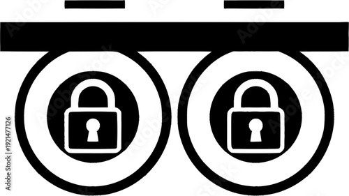 Cyber security concept cartoon eyes with padlock pupils. Vector icon for data privacy, secure login, parental control, and safety monitoring web design. Isolated digital protection element
