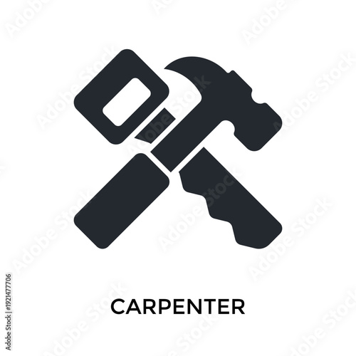 Carpenter Icon Glyph Style. Vector Illustration For Graphic Design