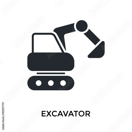 Excavator Icon Glyph Style. Vector Illustration For Graphic Design