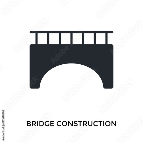 Bridge Construction Icon Glyph Style. Vector Illustration For Graphic Design