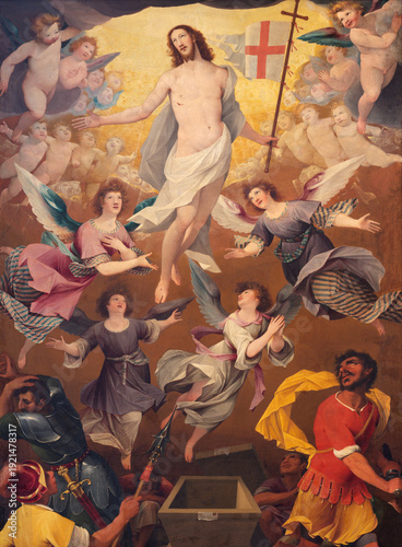 Salzburg - The detail of  painting Resurrection in the Cathedral by Arsenio Mascagni (1579–1636)