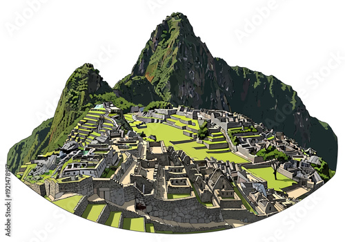 Machu Picchu Ancient Inca City Ruins.