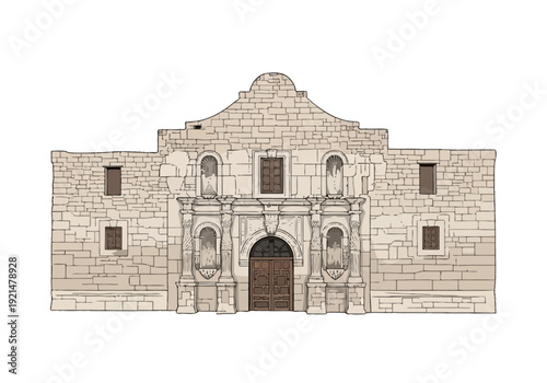 Old stone building with arched doorway.