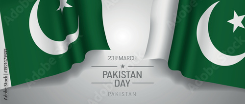 Pakistan happy national day greeting card, banner with template text vector illustration