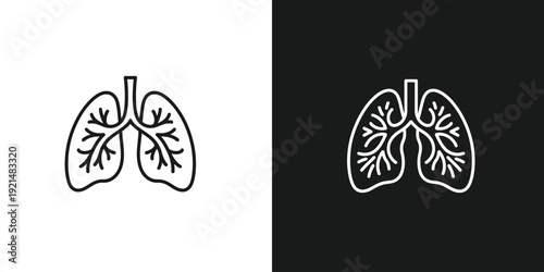 Anatomical illustration of lungs from a frontal viewpoint displaying detailed bronchial structure in a medical educational context on a contrasting background.