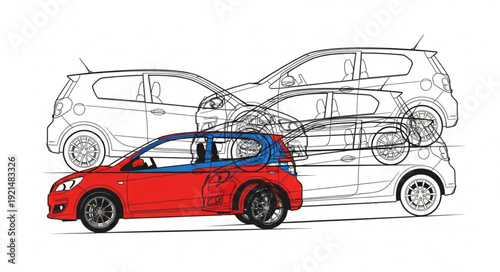 Red Car Transport Trailer Vehicles.