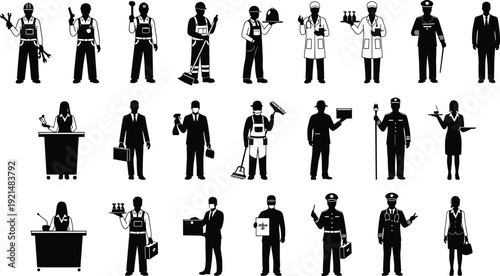 Profession, Occupation, Worker, Career, Employment, Uniform, Silhouette, Business, Industry, Staff, Labor, Service, Job, Personnel, Employee