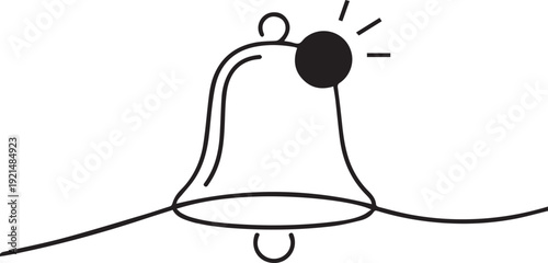 A simple line drawing depicts a ringing notification bell with a solid black circle indicating an active alert.