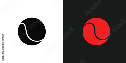 Tennis ball icons displayed on contrasting backgrounds showcasing design versatility in a split-screen visual representation from a straightforward viewpoint