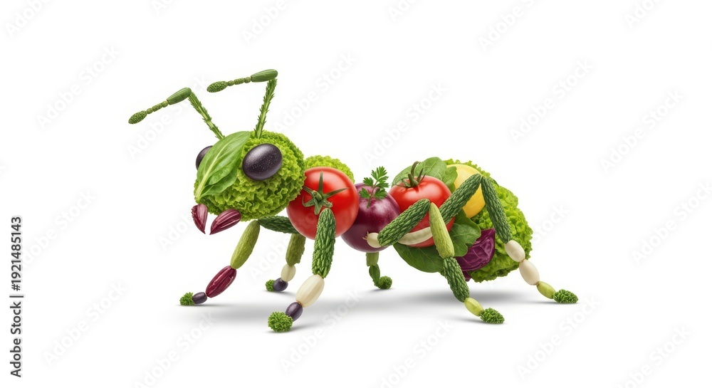 Fototapeta premium Creative Vegetable Ant Sculpture Food Art