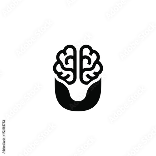 Brain Illustration Depicting Human Thought Process in a Simple Vector Graphic