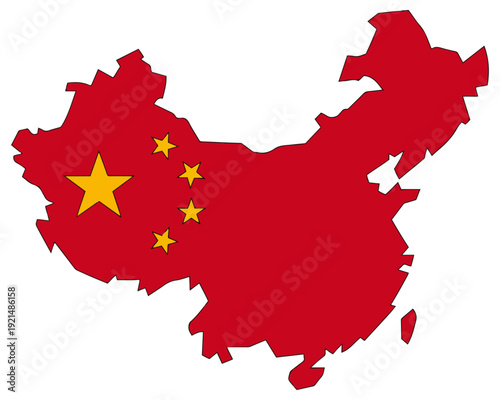 china map flag silhouette icon