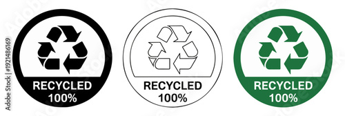 recycled 100 sustainability eco icon