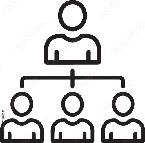 Organizational chart icon shows a hierarchical structure with one leader connected to three subordinates below.