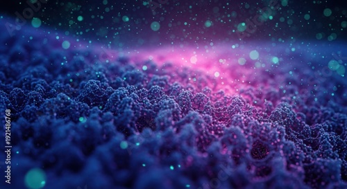 Microscopic cells purple pink background medical research illustration