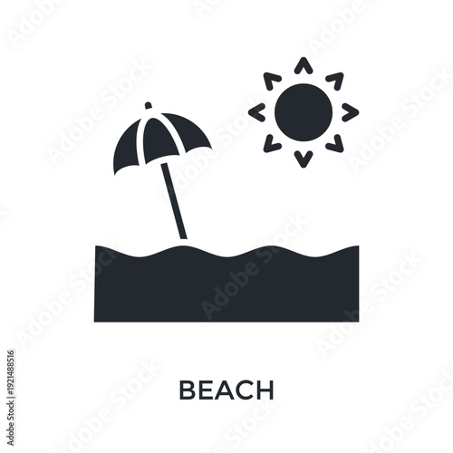 Beach Icon Glyph Style. Vector Illustration For Graphic Design