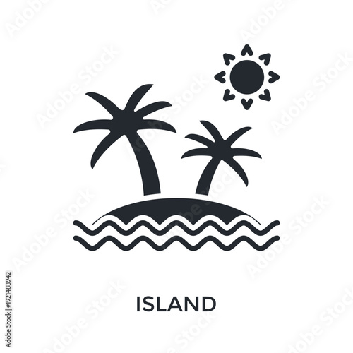 Island Icon Glyph Style. Vector Illustration For Graphic Design