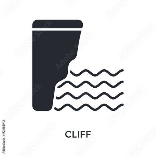 Cliff Icon Glyph Style. Vector Illustration For Graphic Design
