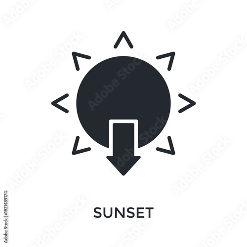 Sunset Icon Glyph Style. Vector Illustration For Graphic Design
