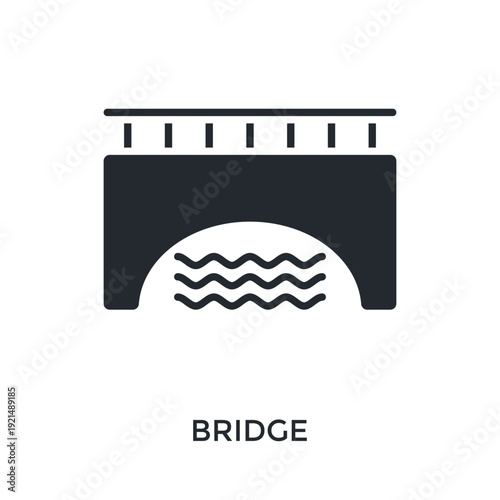 Bridge Icon Glyph Style. Vector Illustration For Graphic Design