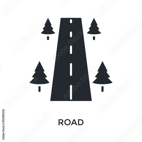 Road Icon Glyph Style. Vector Illustration For Graphic Design
