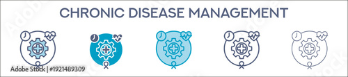 Chronic Disease Management Element For Design Graphic - Multi Styles. Vector Illustration Of Two Colored And Black. Multiple Icons Designs Can Be Used For Mobile, Ui, Web 