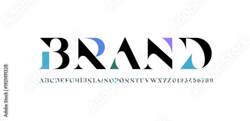 Exquisite alphabet serif decorative font, posh lettering perfect for logotypes design, letters and numbers, vector illustration 10EPS