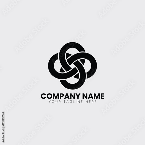 Celtic Infinity Knot Logo, Abstract Geometric Knot Logo, Two circle abstract logo