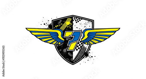 Stylized Logo with Wings Shield.