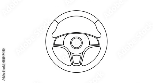 Steering Wheel Simple Line Drawing.