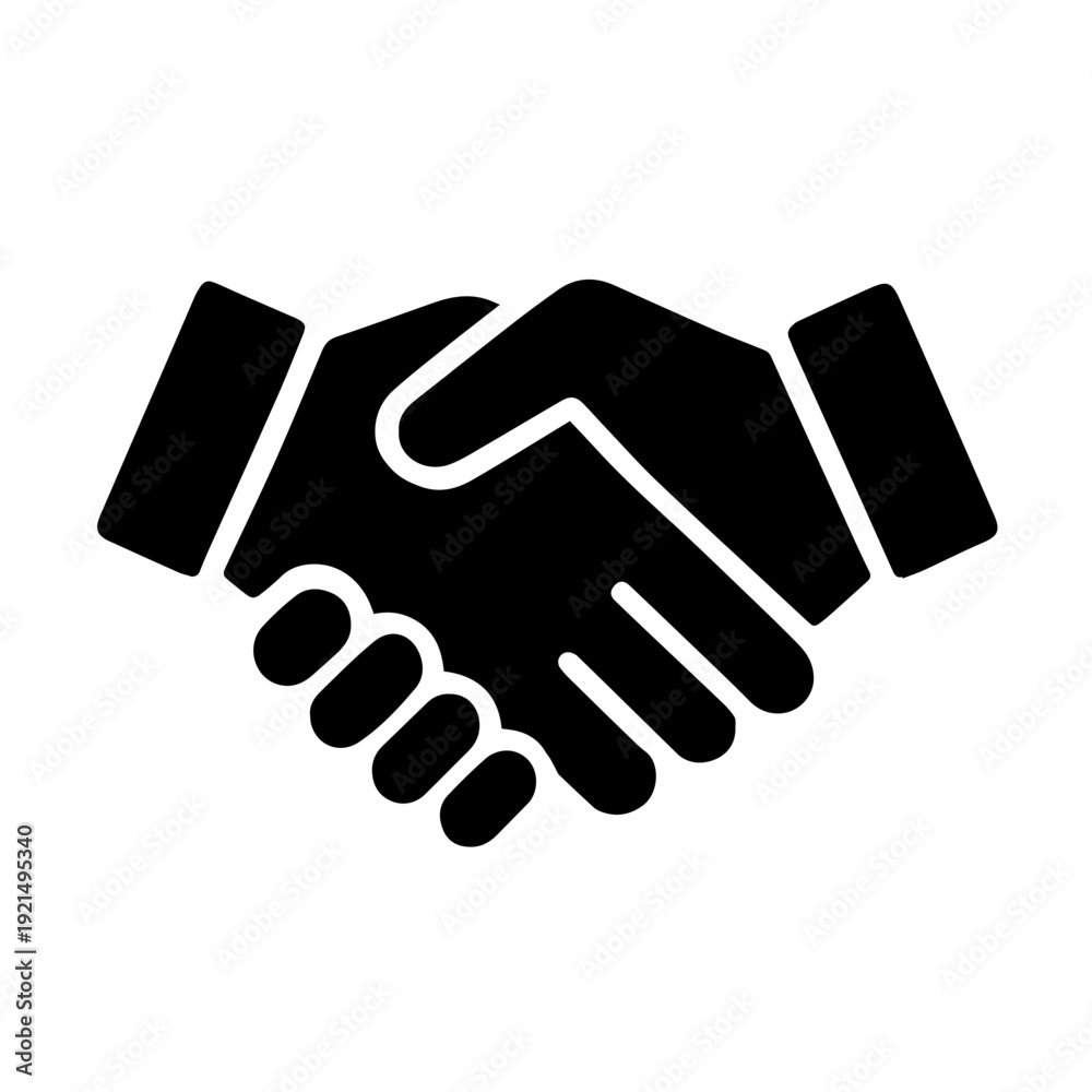 Obraz premium Minimalist Black Solid Handshake Icon