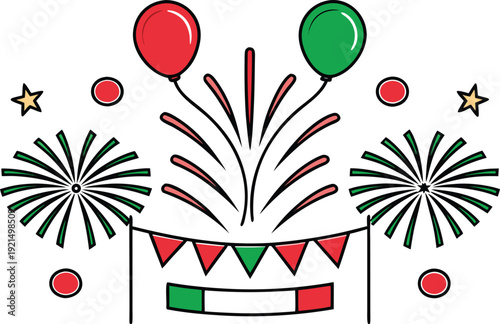 UAE National Day Celebration Illustration. United Arab Emirates Flag Artwork. UAE Independence Day Design. National Day Fireworks Illustration. UAE Cultural Festival Art. Patriotic UAE National Day