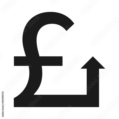 British Pound Upward Arrow Silhouette Icon