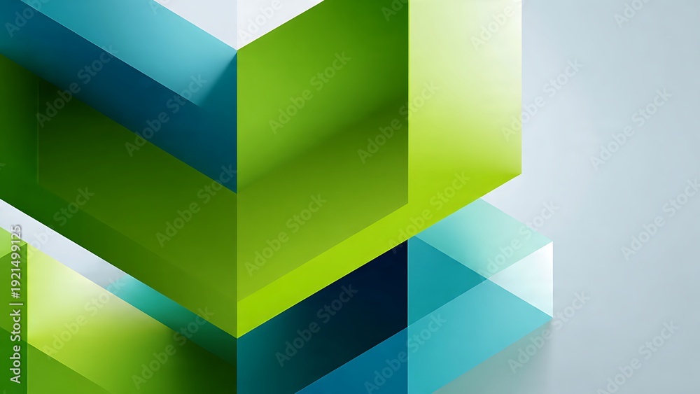 Fototapeta premium Geometric Composition with Sharp Edges in Green and Blue Tones