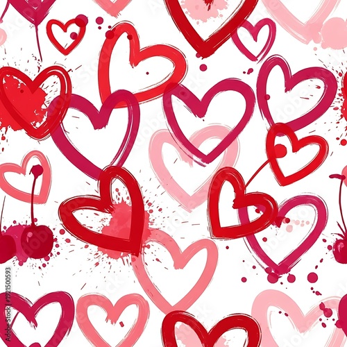 Seamless Heart Pattern Red Pink White