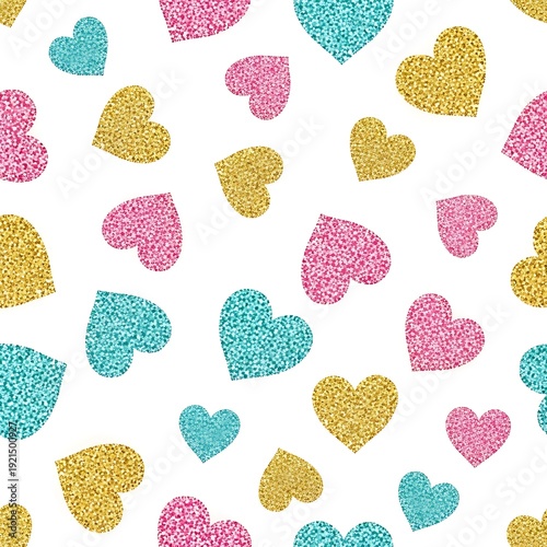 Glittering Hearts Seamless Pattern