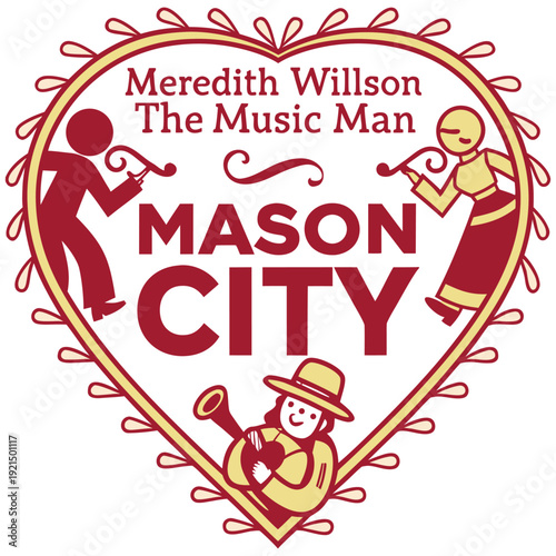 Mason City River City Musical Heritage Illustration with The Music Man Characters