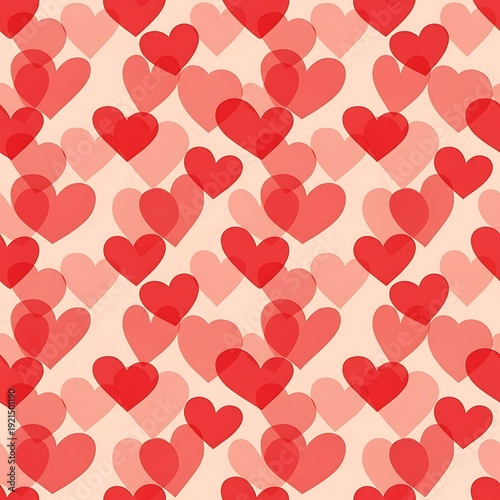 Romantic Red Hearts Seamless Pattern