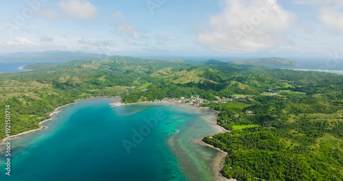 Wallpaper Mural Santa Fe in Tablas Island with mountains and small town. Romblon, Philippines. Torontodigital.ca
