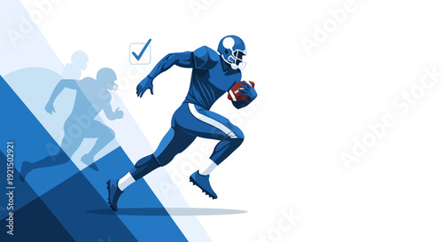 Futuristic Skeleton Football Player Running with Ball