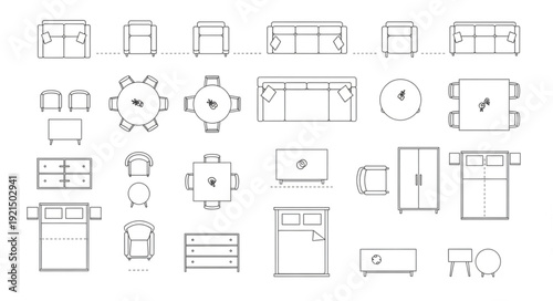 Technical Drawings of Furniture Designs.