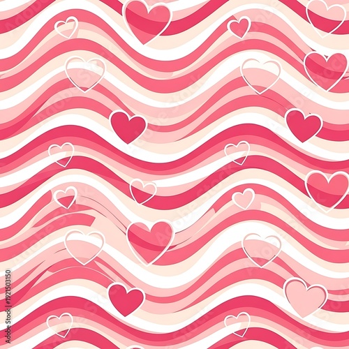 Pink Hearts Wave Pattern