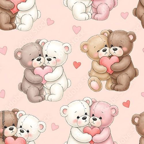 Cute Teddy Bear Couples Love Pattern