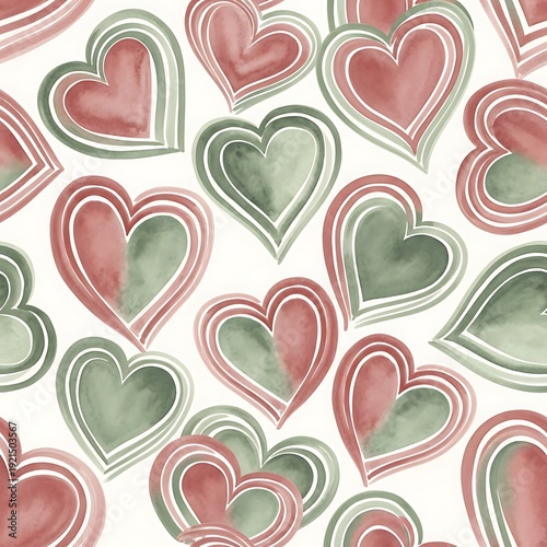 Artistic Hearts Seamless Watercolor Design