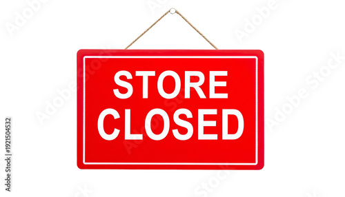 Red rectangular sign with white text saying 